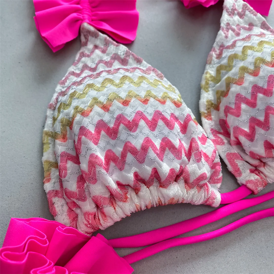 Mit Rock, gewelltem, gerüschtem Bikini, Damen-Badeanzug, Damen-Badebekleidung, dreiteiliges Bikini-Set, Badeanzug, Badebekleidung, Schwimmanzug V5235 – Detail 29