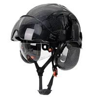 Casco de seguridad de fibra de carbono CE con orejeras, gafas dobles, casco duro de construcción ABS para ingeniero, gorra de trabajo de alta calidad ANSI