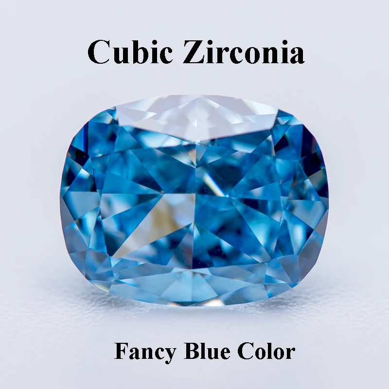 

Cubic Zirconia Crushed Ice Cut Fancy Blue Color Cushion Shape Charms Beads for Diy Jewelry Making Rings Materials No Certificate