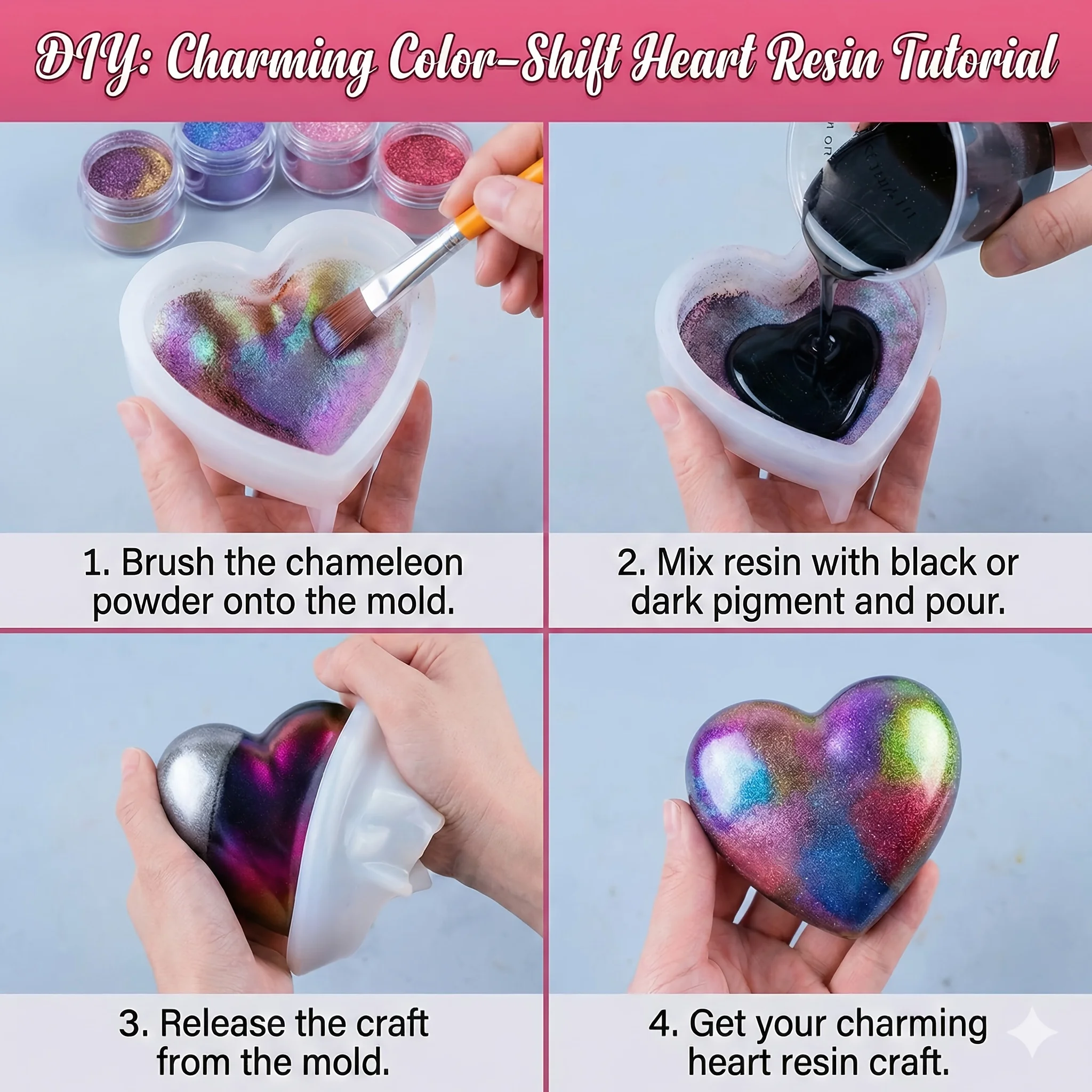 LEQU 10 Colors Upgraded Chameleon Powder, Larger Capacity & Super Fine Powder, Color Shift Mica Set, Iridescent Dye for Epoxy Resin, Nail Art And DIY Handmade Crafts, Suitable for Jewelry Casting