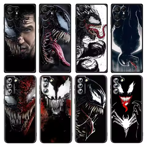 Venom Marvel Cool For Samsung Galaxy S23 S22 S21 S20 Ultra Plus Pro S10 S9 S8 S7 4G 5G Silicone Soft Black Phone Case