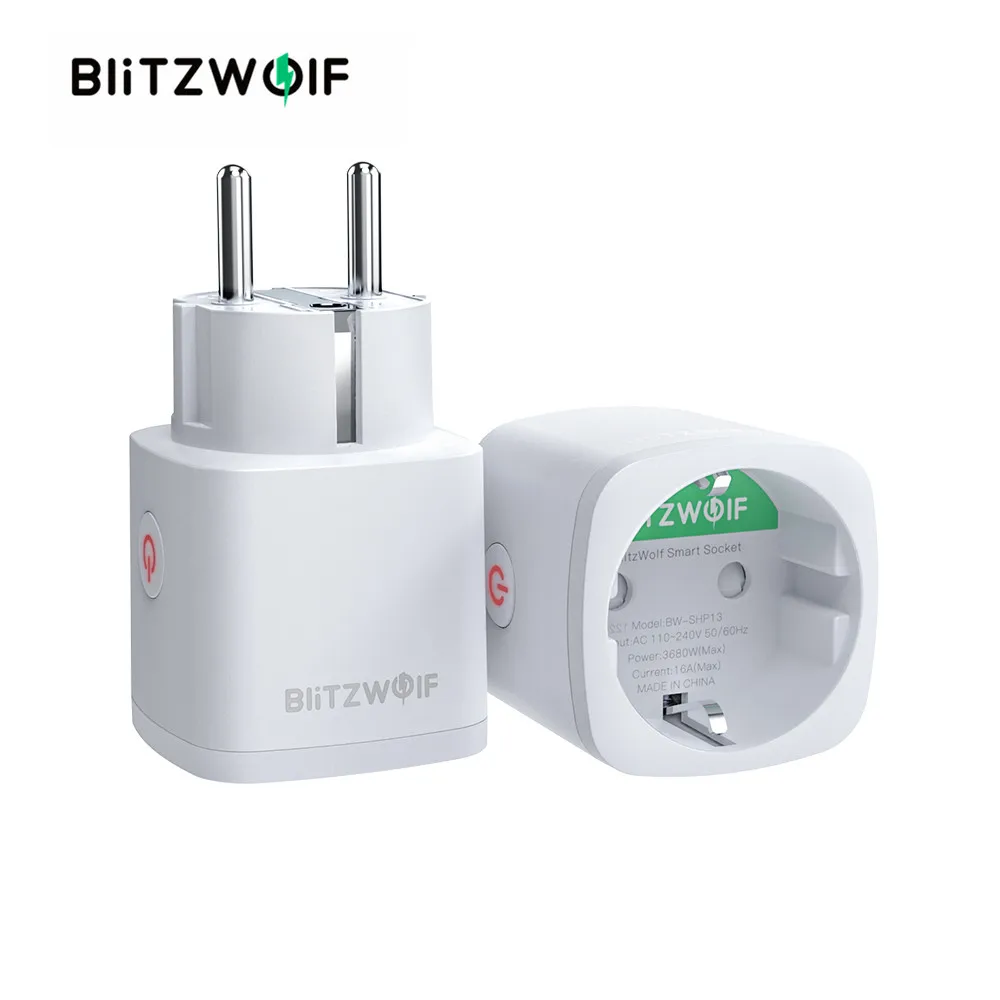 BlitzWolf ZigBee 3.0 Smart Socket Outlet 16A EU Plug Electricity Metering APP Remote Control Timer Work with Alexa Google Home