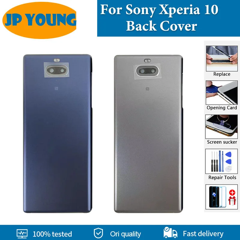 

Original 6.0" For Sony Xperia 10 Back Battery Cover Glass Housing Rear Door Case Parts With Camera Lens Replacement