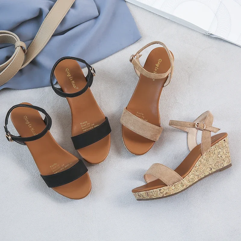 6.5cm Wedges High Heel Holiday Fashion Sandals Open-toe Platform Summer Beach Sandals Womans Shoes Size 31 To 42