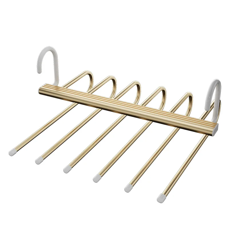 

Factory direct multi-functional stainless steel magic folding trouser rack multi-layer storage telescopic folding hanger bold