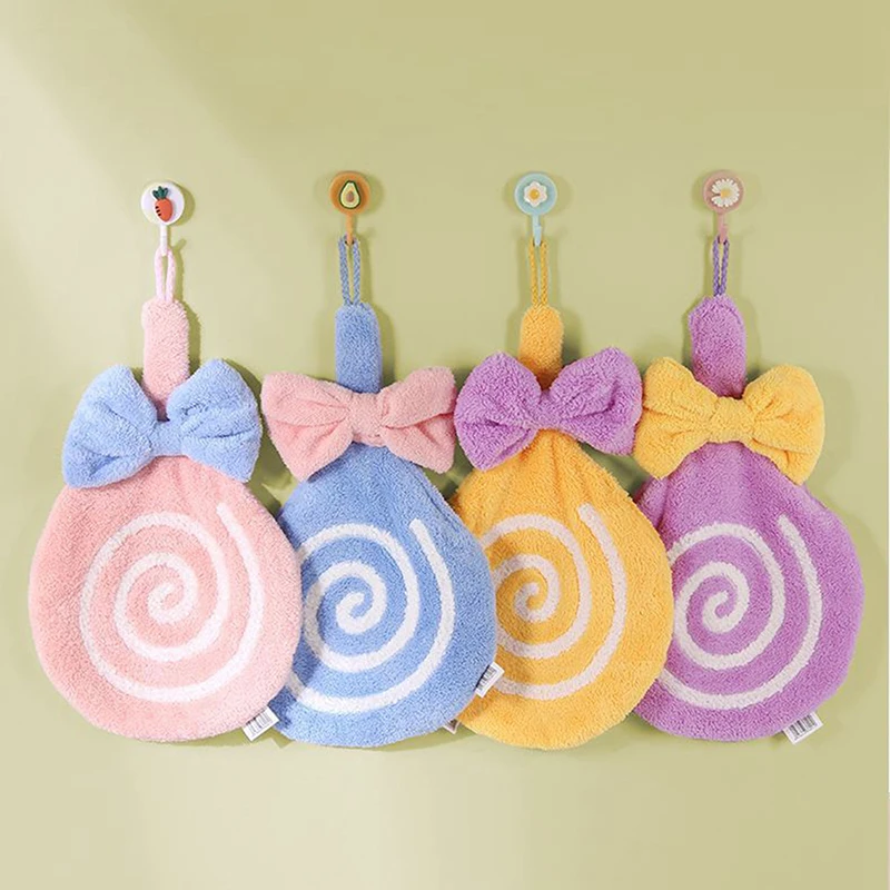 Cute Lollipop Soft Hanging Hand Towels Children Thickened Washcloth Absorbent Towel For Kitchen Bathroom