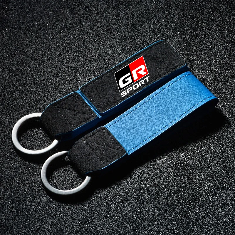 New Suede Leather Anti-Lost Car Key Chain Keychain Pendant Buckle For Toyota GR GR Gazoo Racing GR SPORT RAV4 Yaris Accessories