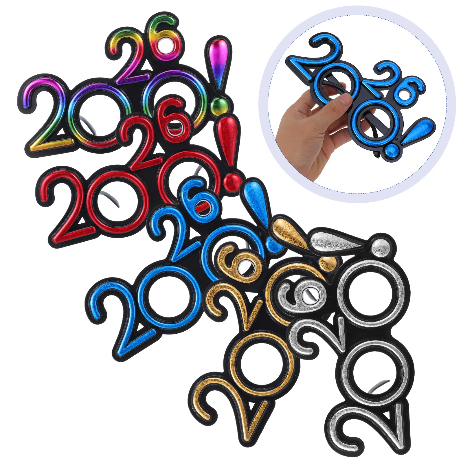 

5 шт. очков для новогодней вечеринки 2026, фотоготовые, необычные, для праздничных мероприятий и захвата воспоминаний