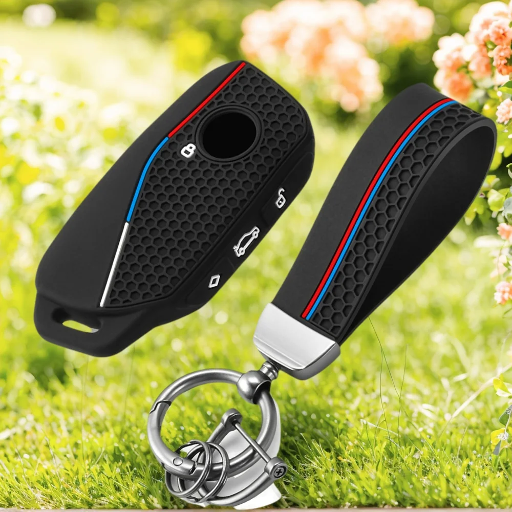Silicone Car Key Case Cover Holder For BMW U11 X1 U06 G81 M3 X5 G05 LCI Ix X7 I7 XM Series 5 530Li Series 7 740Li IX40 keychain