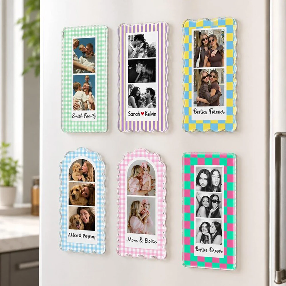 Personalized Custom Photo Fridge Magneta Couples Photo Custom Magnet Keychain Acrylic Picture Frame PhotoText Custom Decorations