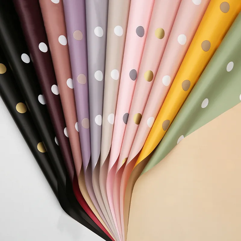 

20 шт., 58x58 см, водонепроницаемая оберточная бумага для цветов в горошек, двухцветная букетная подарочная упаковочная бумага, упаковочный материал для букета флориста