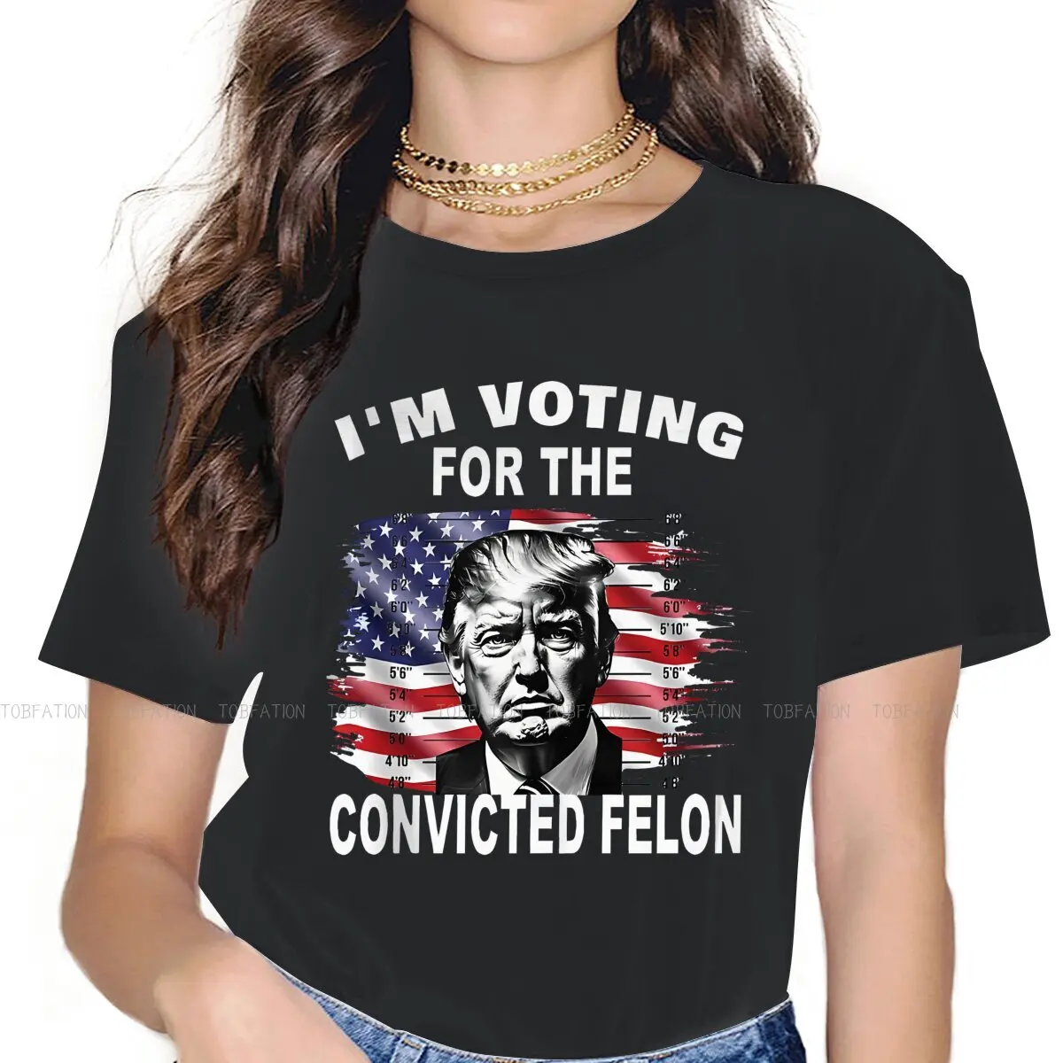 Trump USA TShirt for Woman Girl Voting For The Convicted Soft Summer T Shirt Novelty New Design Loose