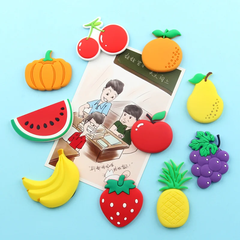 Refrigerator stickers creative cartoon fruit soft glue early teaching  magnet  magnetic clasp home decorations