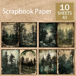 10 Sheets A5 Size Vintage Forest Moon Making Old Collages Background Vintage Grunge Journal Planning Scrapbooking