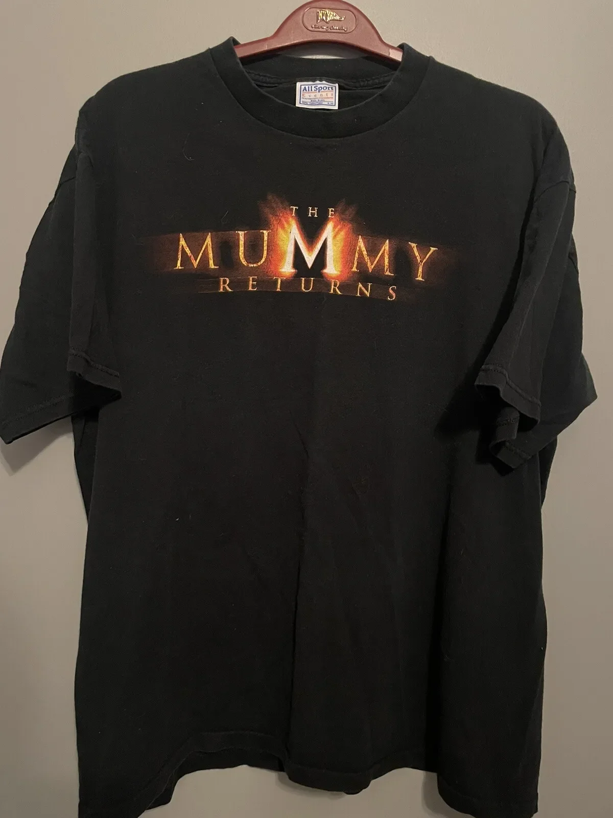 تي شيرت كلاسيكي Y2K 2001 The Mummy Returns Movie الترويجي للرجال مقاس XL The Rock