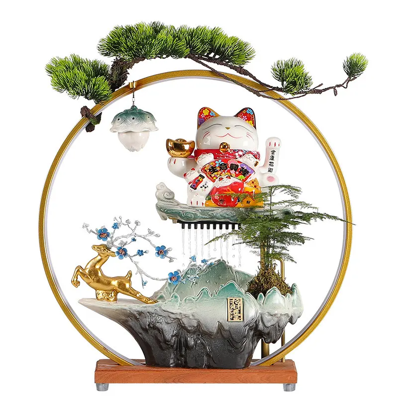 LMM automatically beckons, flowing water generates wealth ornament, circulating water company store front desk decoration