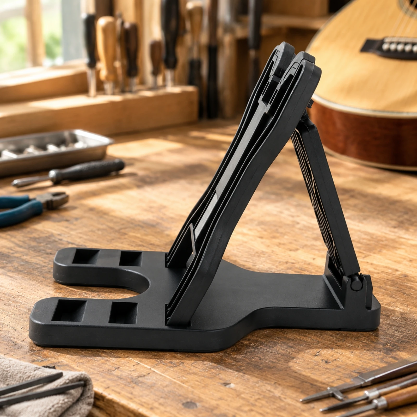 Foldable Desktop Guitar Stand Stable Guitar Stand with Wide Base Portable Black for Instrument Display, Desks