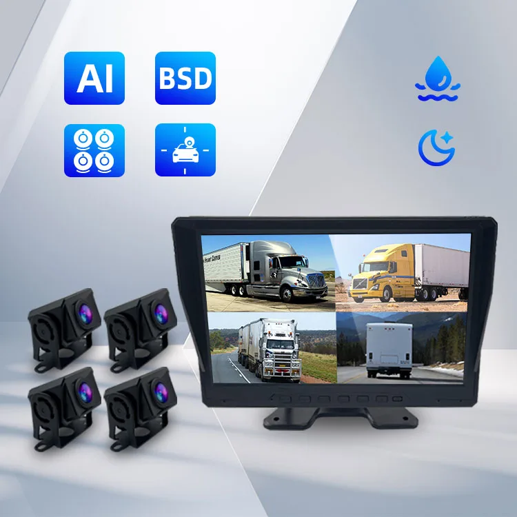 Wemaer 10.1 بوصة AI نظام الكاميرا العكسية كشف مركبات المشاة للشاحنات والمقطورات RVs ومركبات البناء