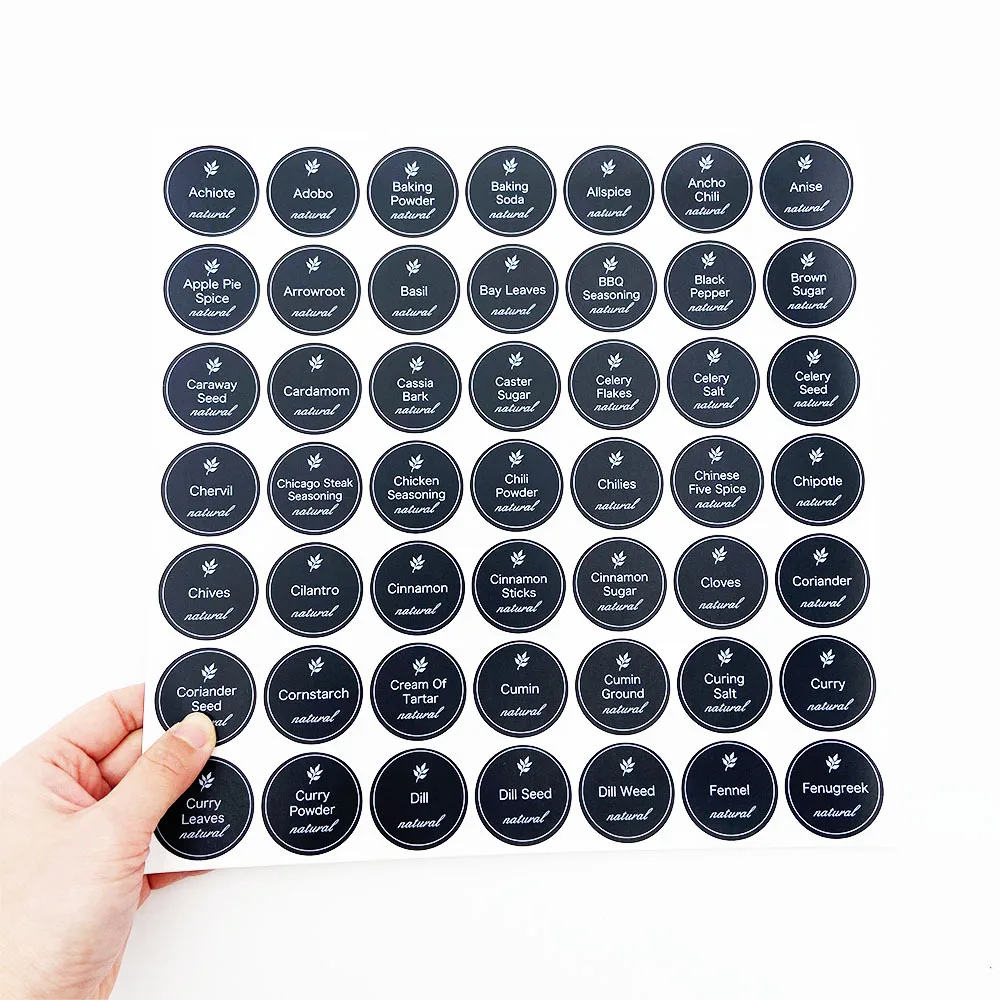 196pcs Spice Lables Stickers Circular Waterproof Craft Kitchen Blackboard Sticker Home Jars Bottle Tag Labels