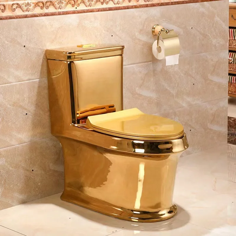 

Customized electroplated toilet gold toilet ceramic bathroom cross-border foreign trade floor one-piece toilet