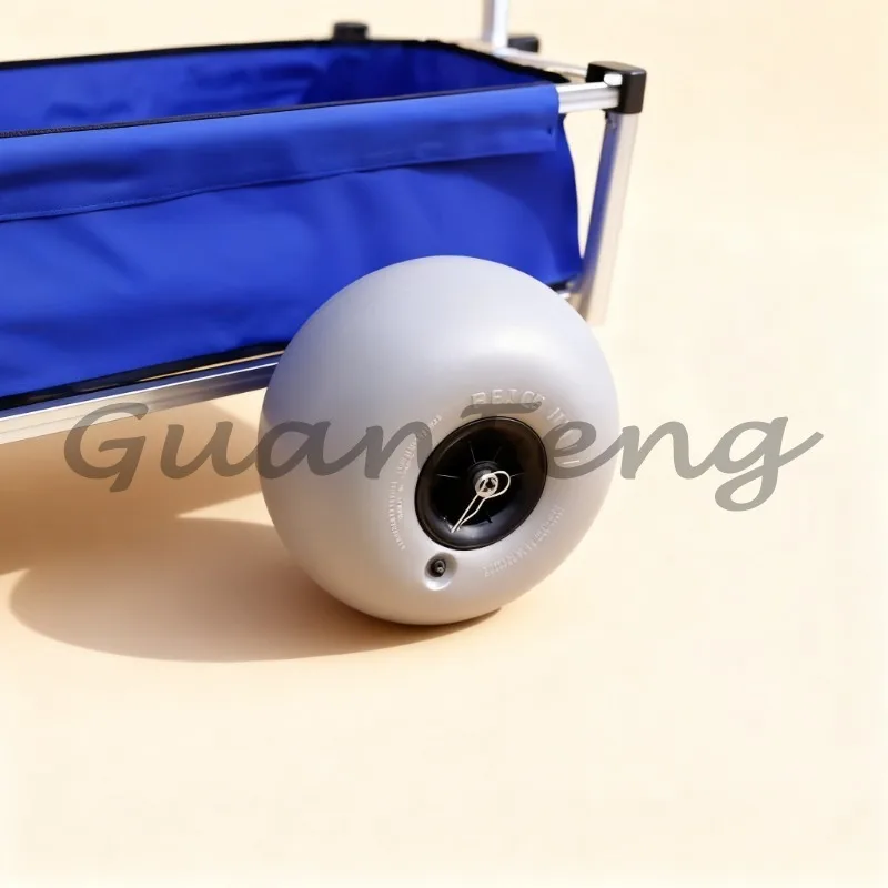 Aluminum Beach Fishing Trolley with Two Balloon Wheels, High Payload Utility Trolley for Outdoor Equipment Storage