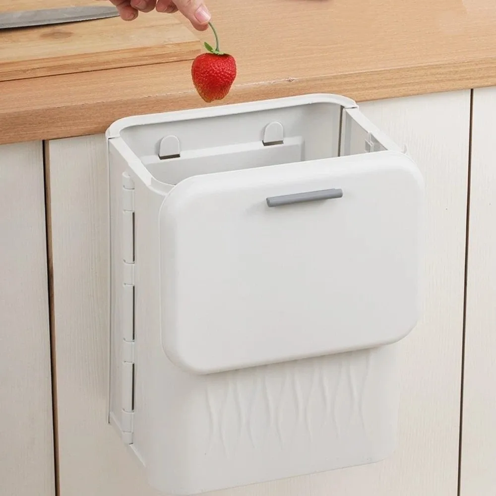 

12L Kitchen Garbage Bin Odor Control Space Saving Wall Mounted Bin Detachable Hook Plastic Toilet Paper Basket Household Use
