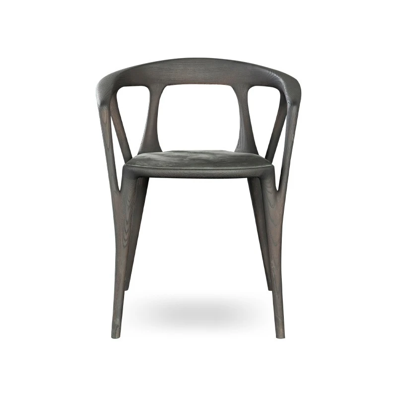 

Minimalist black and white seats New Chinese black solid wood dining table Black walnut tea