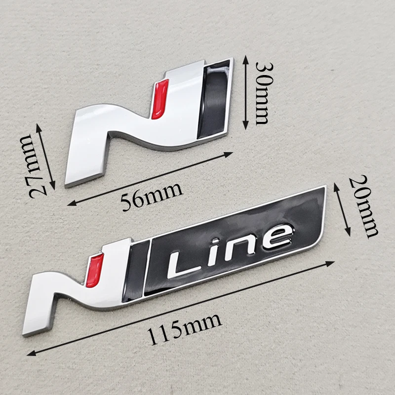 3D Metal NLine N Logo Rear Boot Trunk Emblem Front Grille Badge Decal For Hyundai i20 i30 Sonata Kona Elantra Tuson Car Stickers - view 4