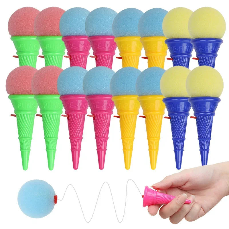 10/5/3PCS Ice Cream Cone Shooters Fun Foam Ball Launcher Bouncing Ball Toys Kids Birthday Party Favors School Rewards