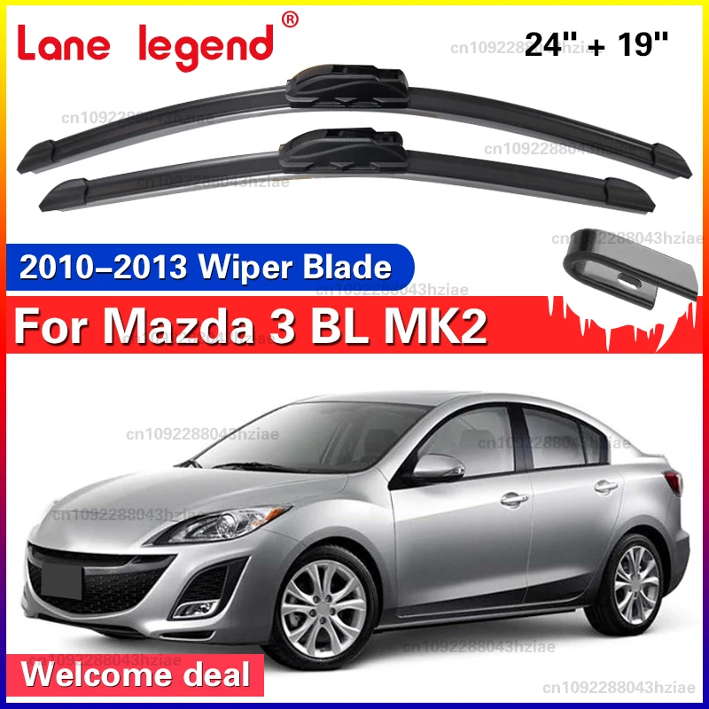 

Для Mazda 3 BL MK2 2010-2013 автомобильные передние щетки стеклоочистителя U-образного типа из мягкой резины без костей, тихий прочный автомобильный дворник 24 "+ 19"