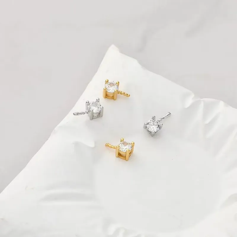 1 قطعة الصلبة 925 فضة 3mm-6mm نصف ثقب اللؤلؤ DIY بها بنفسك اكسسوارات المعلقات الزركون الخرز حامل فارغ مكونات العثور