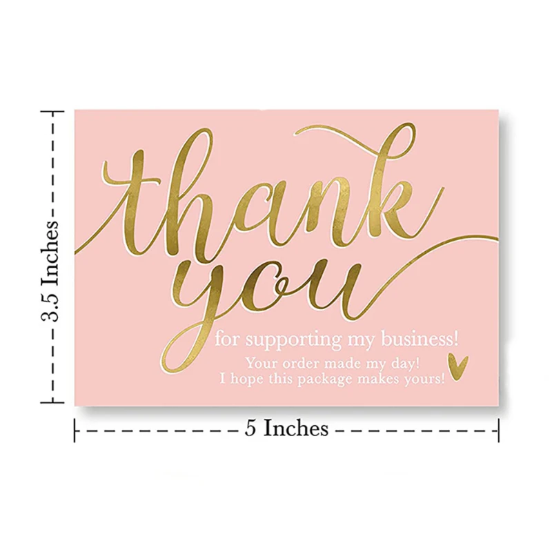 50pcs Pink Thank You for Supporting Thanks Greeting Card My Small Business Card Appreciation Gift Message Card Writable 5*9cm