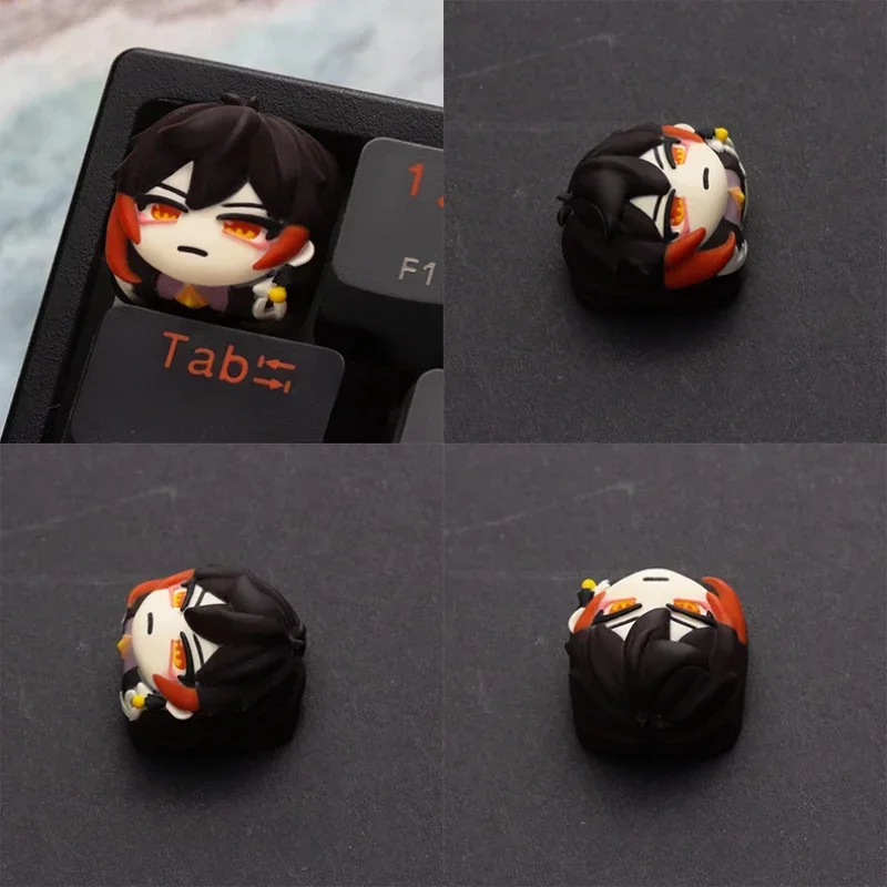 Unique Genshin Key Caps Anime Character Style 3D Resin Layered Drip Design Personalized MX Switch Keycap for Mechanical Keyboard