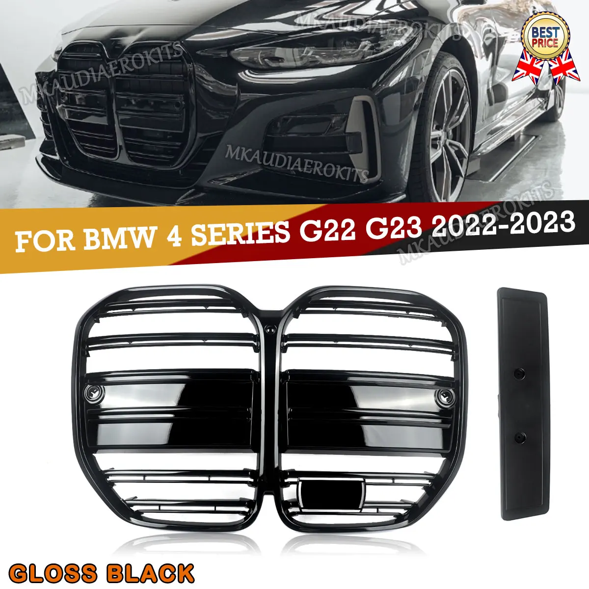 SAIQINGSP Gloss Black For BMW 4 Series G22 G23 2021-2023 Front Bumper Grille ABS Plastic Car Accessories Tools