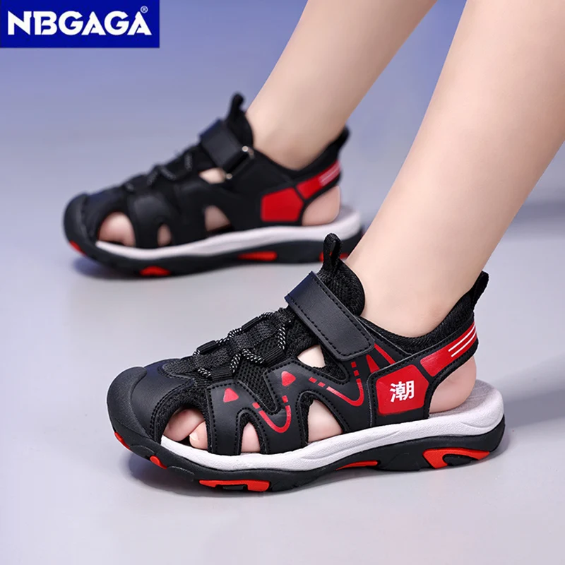 Summer Sport Sandals for Children\'s 5-16 Years Boys Breathable Anti-Slip Beach Shoes Outdoor Anti-Bump Closed Toe Sandails