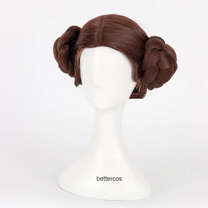 Princess Leia Organa Solo Cosplay Wig Short Brown Heat Resistant Synthetic Hair Wig   Wig Cap