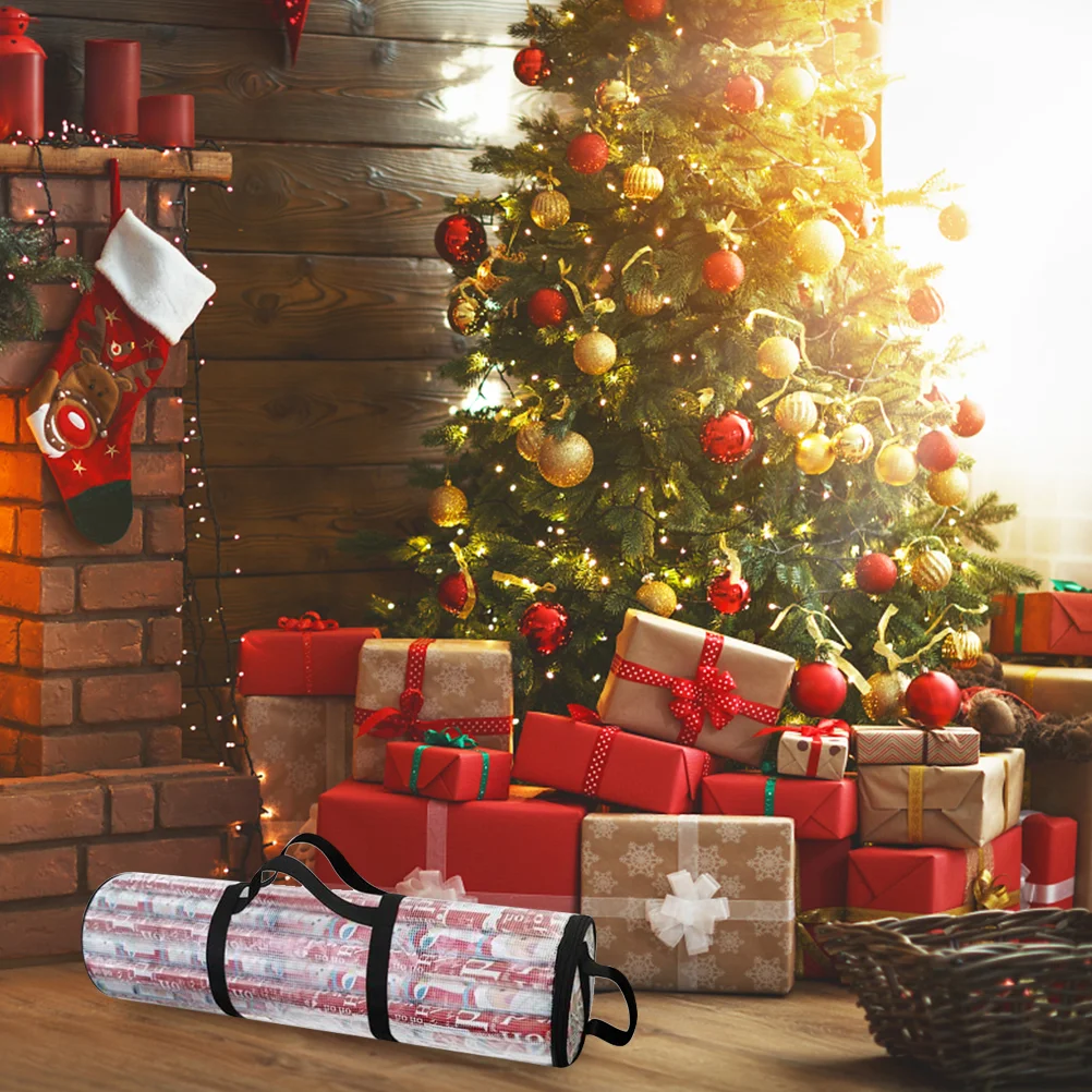Bolsa de almacenamiento de regalo, embalaje navideño, estante para envolver papel, bolsa, contenedores cilíndricos de embalaje de Pvc