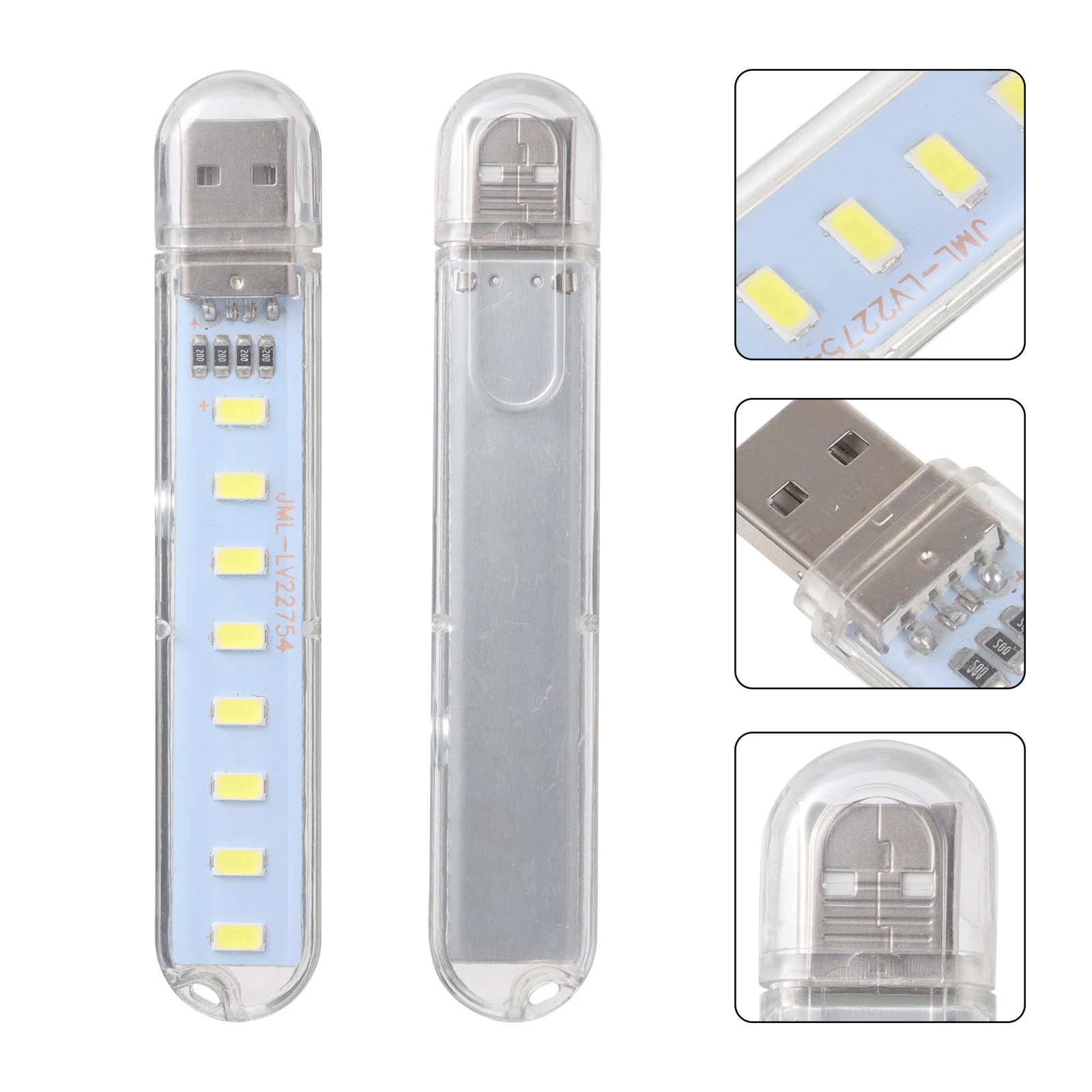 

3 Pcs USB Night Light Table Lamp LED Portable 8 White Beads Energy Saving Desktop Lighting Small Practical