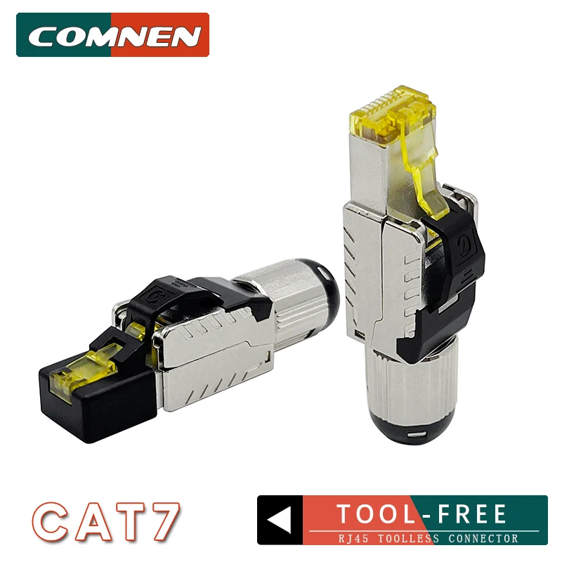 COMNEN 1-10pcs RJ45 Metal Tool Free Easy Termination Plug Cat7 Cable Internet Plug Toolless Connector Modular PLug for Ethernet