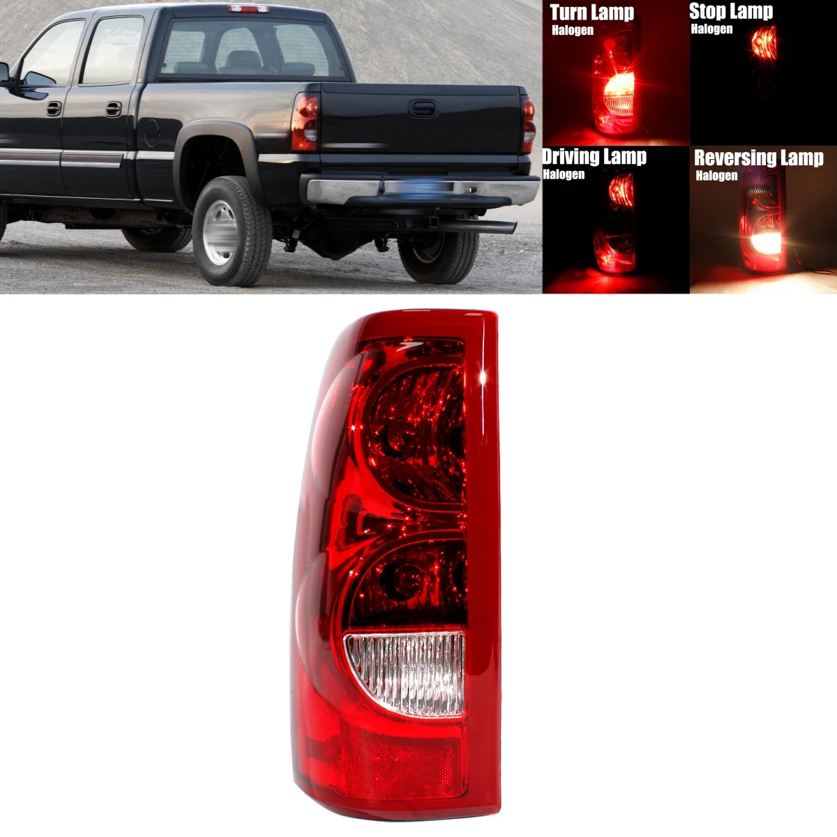 

Left Side Red Edge Tail Rear Lamp Light With Bulbs 19169005 GM2801174 For Chevrolet Silverado 2003 2004 2005 2006