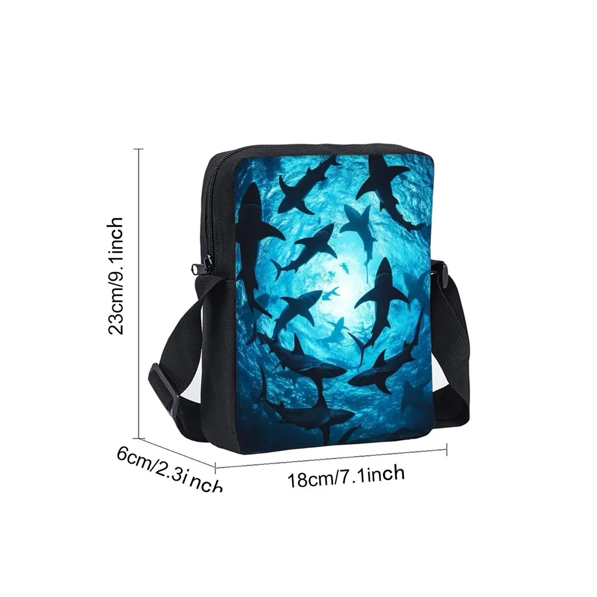 Shark Marine Print Single Sided Messenger Bag for Boy/Girls Children Best Gifts 2D Flat Cartoon Casual Crossbody Bag