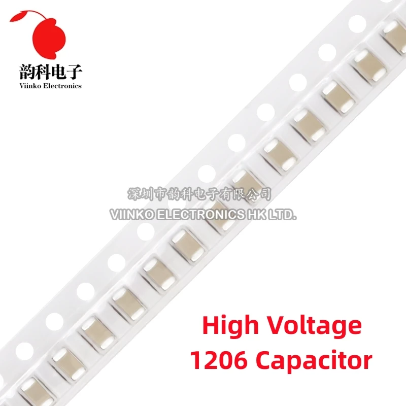 Capacitor cerâmico da microplaqueta de alta tensão SMD, 1206, 1KV, 2KV, 10pF, 22pF, 47pF, 100pF, 470pF, 1nF, 2.2nF, 3.3nF, 4.7nF, 10nF, 1000V, 2000V, 100 PCes