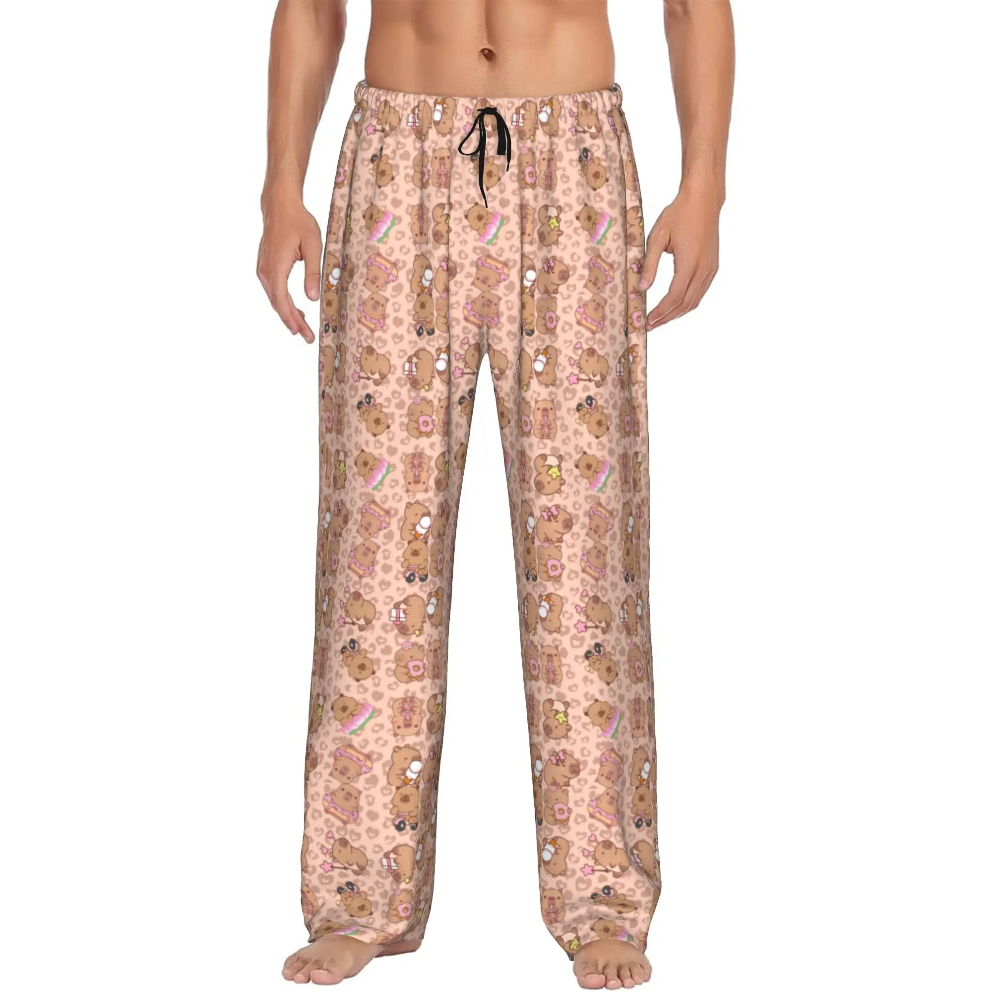 Custom Print Men's Funny Capybara Pajama Pants  Sleepwear Sleep Lounge Bottoms with Pockets