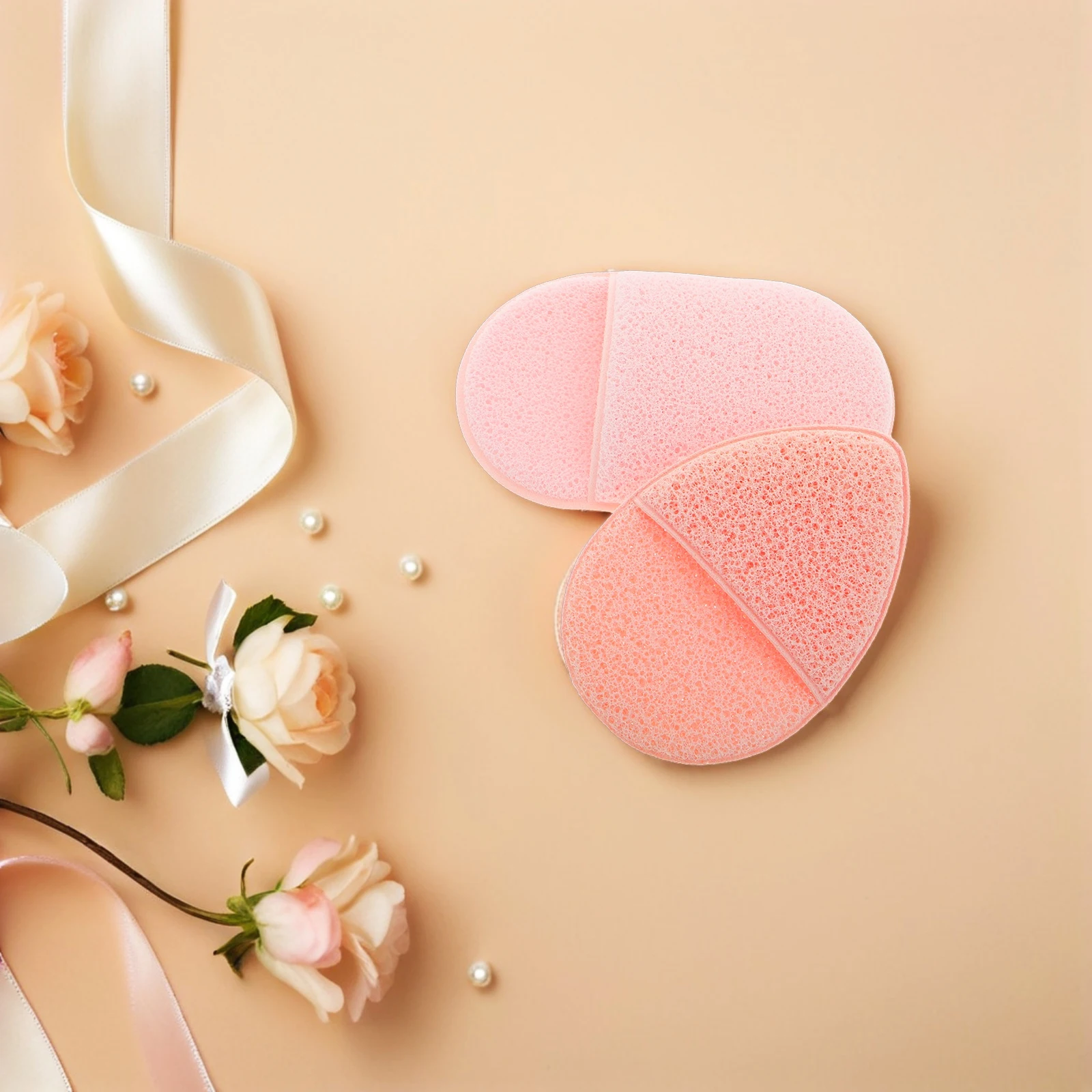 

2pcs Facial Pads Face Cleansing Sponges Soft Sponge Women Pink Scrubber Exfoliator Gloves Design Portable Multipurpose