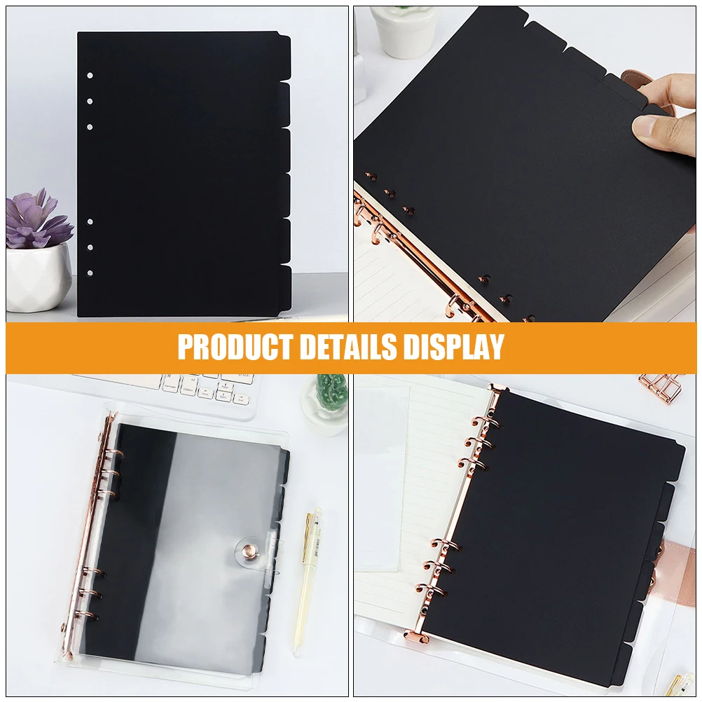 3 conjuntos de divisores de página de plástico recarregáveis, fichário a5, para fichários, índice, etiquetas classificadas, divisores de caderno destacáveis, bloco de notas