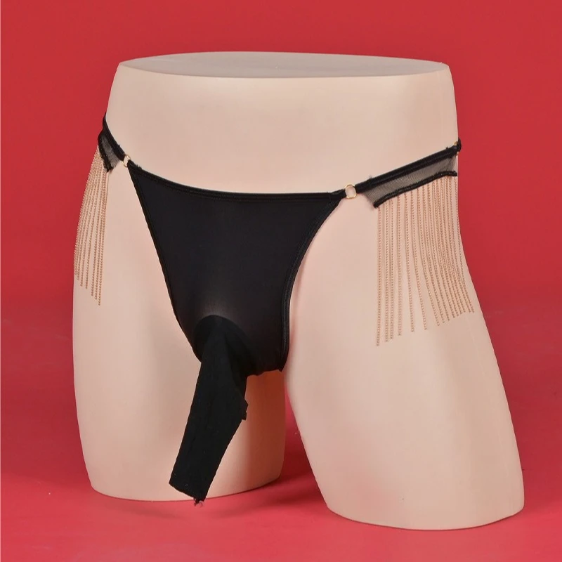 

Мужские сексуальные трусики-сисси, нижнее белье с кисточками, сумка со слоном, трусы с низкой посадкой, эротическое белье, трусы с Т-образной спинкой, стринги для геев