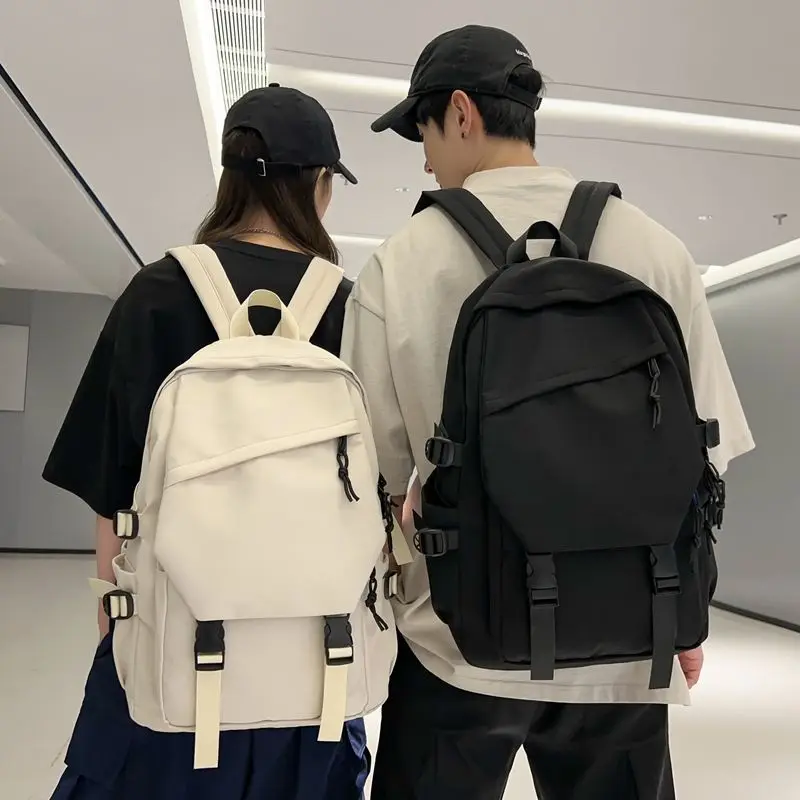 Solid Color Shoulder Backpack Bag for Boys Girls Nylon School Knapsack Korean Bookbag Teen Sport College Laptop Travel backpacks