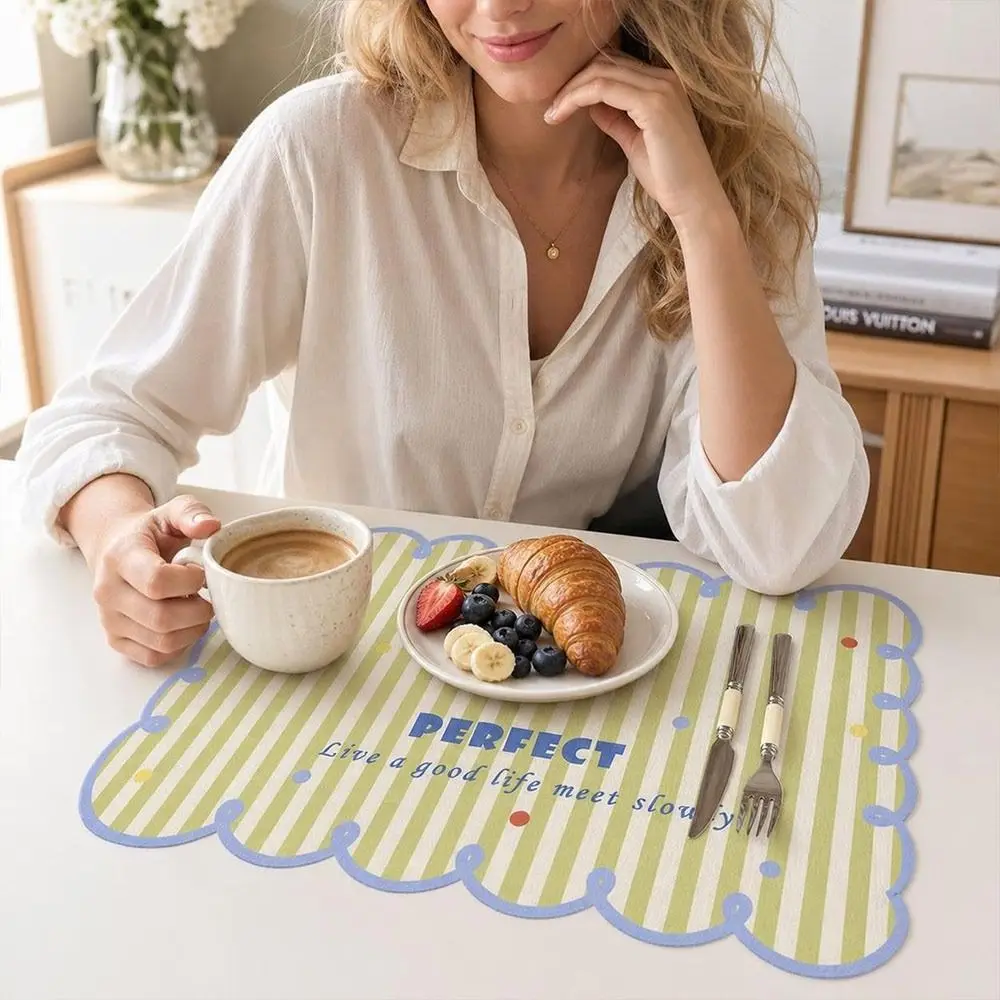 Dopamine Drainage Mat Striped Pattern Irregular Wavy Edge Kitchen Countertop Pad Oil Proof Heat Resistant Oil Proof Dining Pad