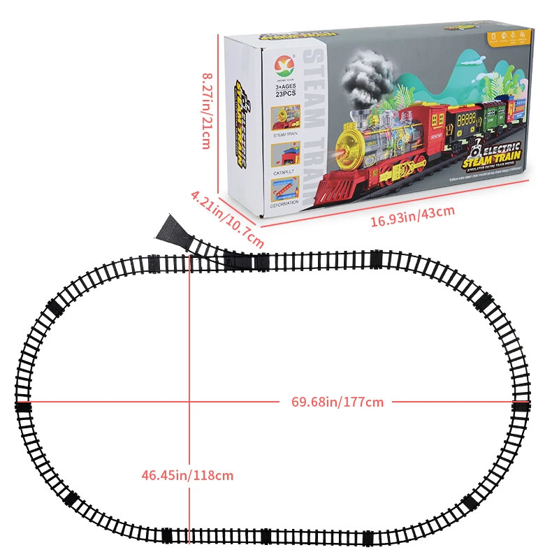 Steam train，Train Set-Electric Train Sets Toddlers Classical Train Toys,Battery-Powered Locomotive Engine with Sound and Lights