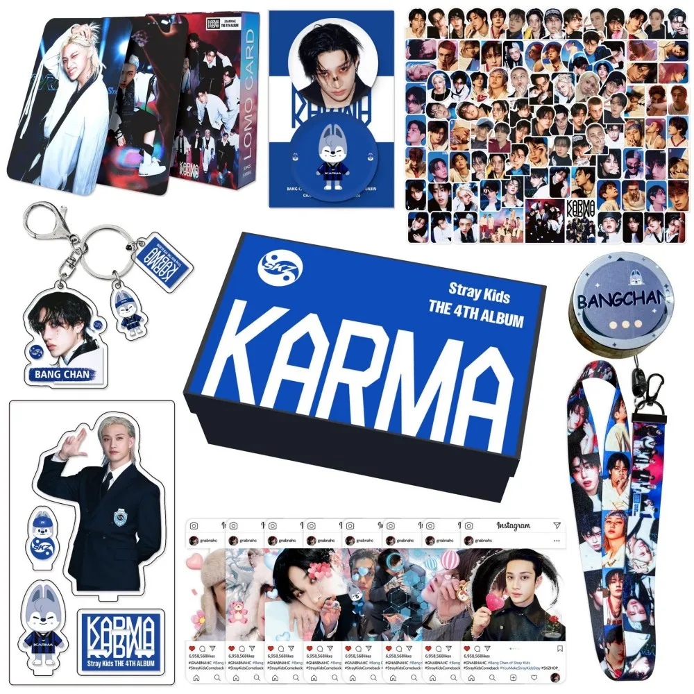 

New Stray Kids KARMA KPOP SKZOO Yong Bok Hyun jin Bang Chan Album Photos LOMO Kaka Set Stickers Gift Box Toys Gifts